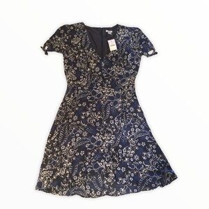 J. crew black blue floral dress NWT 4
